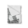 thumbnail image 2 of Celtic Soft Flannel Fleece Throw Blanket, Celtic Traditional Culture in Abstract Braided Knots Design, Cozy Plush for Indoor and Outdoor Use, 60" x 80", White and Black, by Ambesonne, 2 of 5