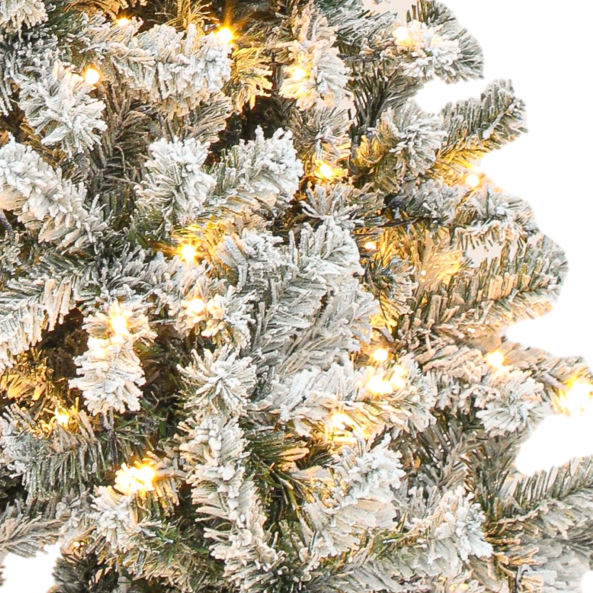 Uforic 7.5ft Pre-lit Snow Flocked Christmas Tree with 1450 Branch Tips & 550 Lights, Christmas Pine Tree with Remote, 11 Light Modes,Green