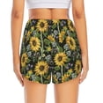 thumbnail image 4 of Xecao's Sunflowers for a double-layer running short for women, perfect for gym, tennis, and more, featuring a convenient pocket., 4 of 9