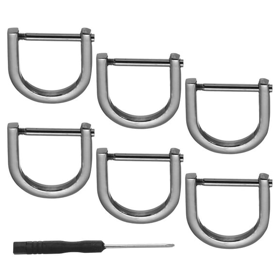 Uxcell D-Rings Screw in Shackle 6 Pcs Zinc Alloy Semicircle Buckles Replacement for Purse Keychain Accessories Black 13/16"
