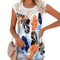 thumbnail image 1 of Camiseta Floral Estampado De Costuras De Encaje Tops De Cuello Redondo para Mujer Top Corto Floral Lavable A Máquina para Vacaciones Viajes Oficina Flor 3 XL, 1 of 6