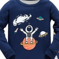 thumbnail image 4 of KPOPLK Toddler Boys Girls Pajamas Fall Cotton Letter Print Pjs Toddler 2 Piece Sleepwear Kids Winter Clothes Set for 3M-12Y Size 7-8 Years,Dark Blue, 4 of 4