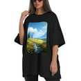 thumbnail image 4 of Plus Size Shirt for Women Black Tops for Women Short Sleeves Shirt for Women Summer Landscape 1 T Shirt Crewneck Shirt for Women XL, 4 of 5