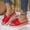 Red, variant on Women's Round Toe Fish Mouth Wedge Heel Sandals, with Bowknot Rope Woven Breathable Beach Slippers for Spring and Summer Red 6