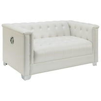 Chaviano Upholstered Track Arm Loveseat Pearl White