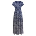 thumbnail image 5 of Puntoco Vestido De Manga Corta Con Cuello Redondo Y Estampado Informal Para Mujer Azul S,Regalos Para Mujer Joven, 5 of 5