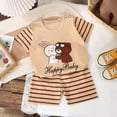 thumbnail image 2 of mgoYE Toddler Girl Outfits Baby Boy Summer Outfits Short Sleeve T-Shirt + Jogger Shorts Set 2Pcs|Beige 3-4 Years, 2 of 4