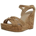 thumbnail image 2 of Delicious Women's Raffia Open Toe Ankle Strap Cork Wedge Color: Tan, Size: 6, 2 of 5