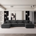 thumbnail image 1 of The Magic Home 4-Seater Cloud Modular U-Shaped Linen Sectional Sofa, Black, 1 of 13