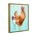 thumbnail image 3 of Stupell Industries Chicken Hen Bird Talking Purple Rotary Phone Graphic Art Metallic Gold Floating Framed Canvas Print Wall Art, Design by Amelie Legault, 3 of 6