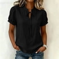 thumbnail image 4 of DeHolifer Women's Summer Tops V-Neck Solid Color Casual Lightweight Short Sleeve Tee T-Shirts Black XL, 4 of 8