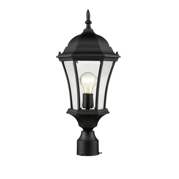 522PHM-BK-Z-Lite-Wakefield - 1 Light Outdoor Post Mount Lantern in Fusion Style - 9.5 Inches Wide by 22 Inches High