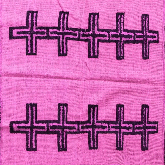 Ahgly Company Indoor Square Oriental Pink Modern Area Rugs, 6' Square