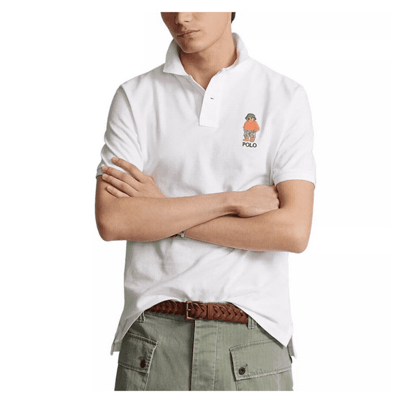 $138 Polo Ralph Lauren Men's,BigandTall Classic Fit Polo Bear Mesh Shirt,White,4LT