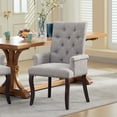 thumbnail image 2 of S-HOME Elegant Tufted Accent Dining Chair in Soft Chenille Fabric with Curved Solid Wood Legs, for Dining Room or Kitchen, Beige, 2 of 17