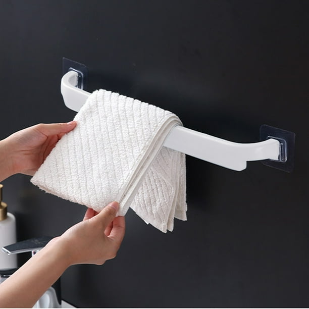 Wweixi Towel Rack Hanging Rag Pole Bathroom Kitchen Hanging Towel Rack Storage Shelf Wall Mounted Clothes Coat Bar White