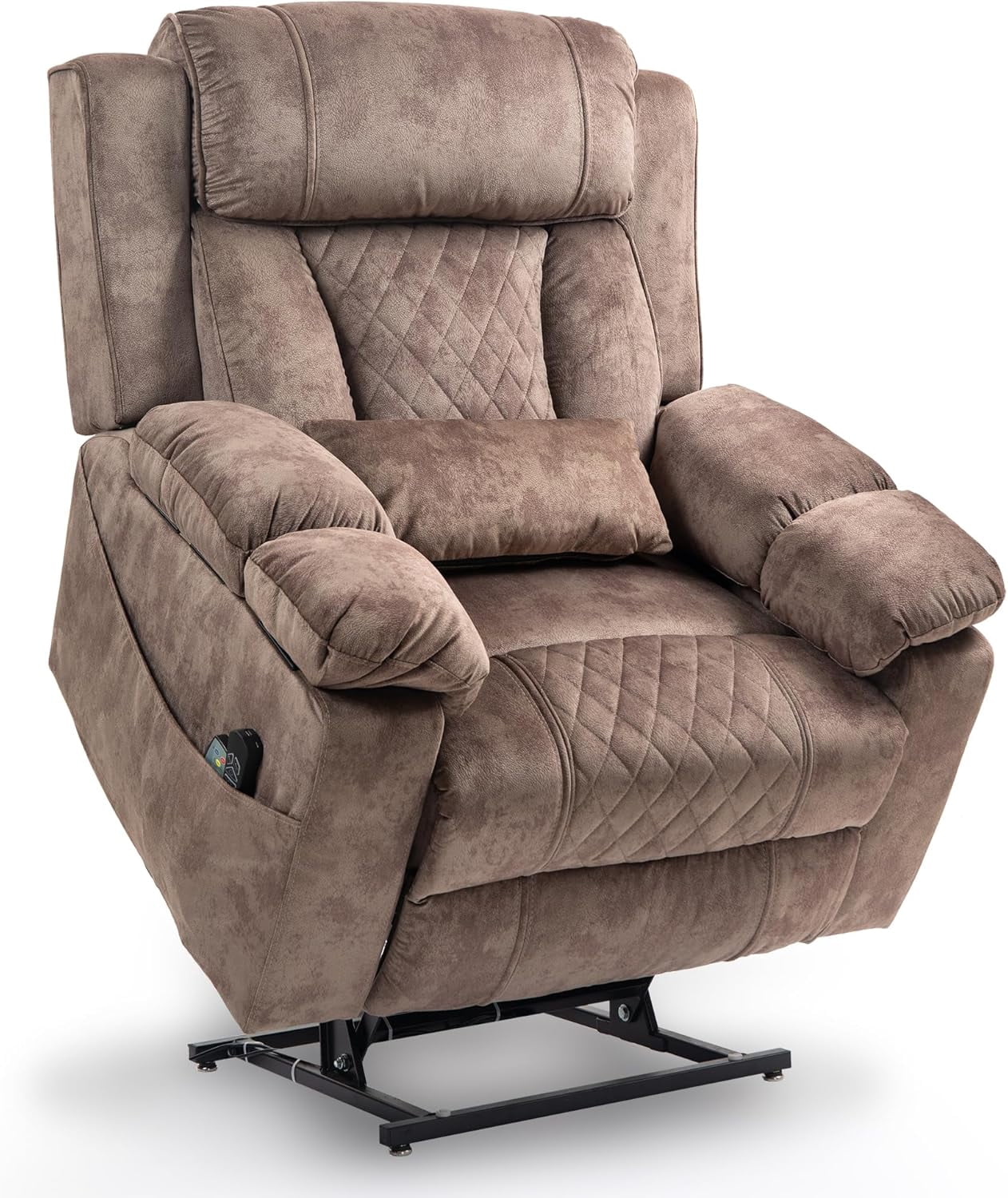 Big Man Power Lay Flat Lift Chair Oversized Recliner Dual Motor Heat Vibration for Elderly, Overstuffed Electric Extra Wide Recliners with Flip Arm Storage Cup Holders,USB Type C Charging