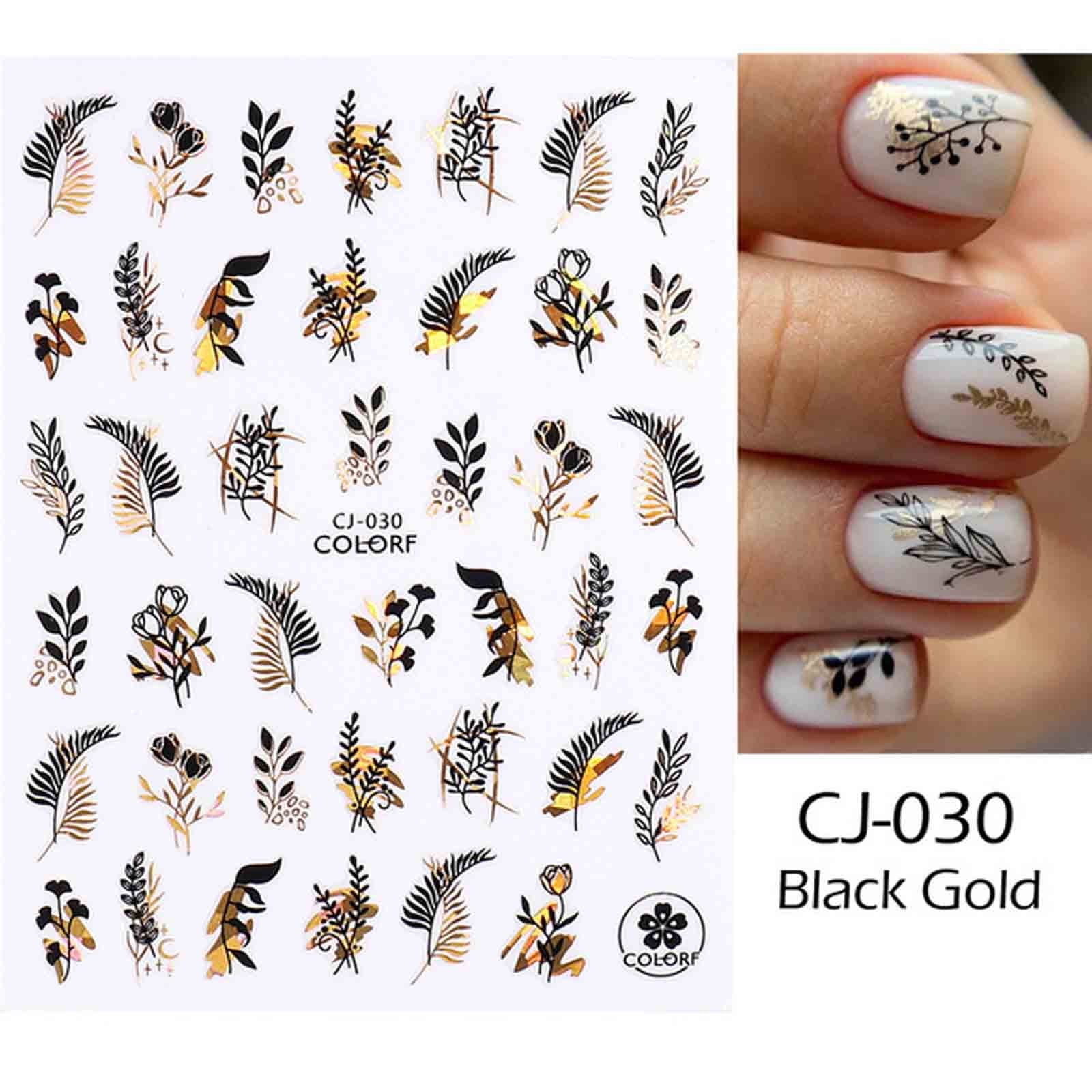 KIHOUT Deals CJflower Gold Leaves Nails Art Stickers Transfer Paper