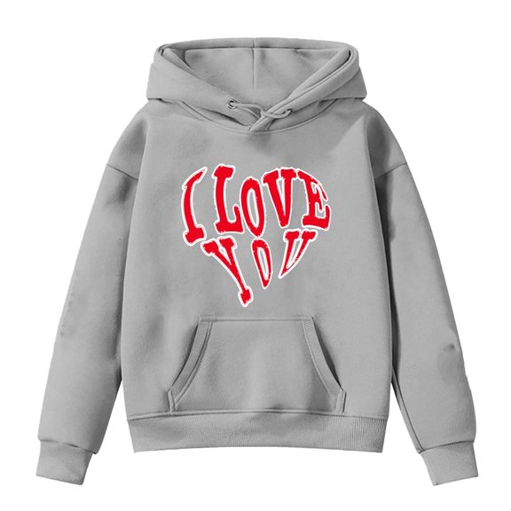 Little Girl Hoodies Long Sleeve Sweatshirt Letter Graphic Clothes Pullovers Tops Size 8-9T ,Gray