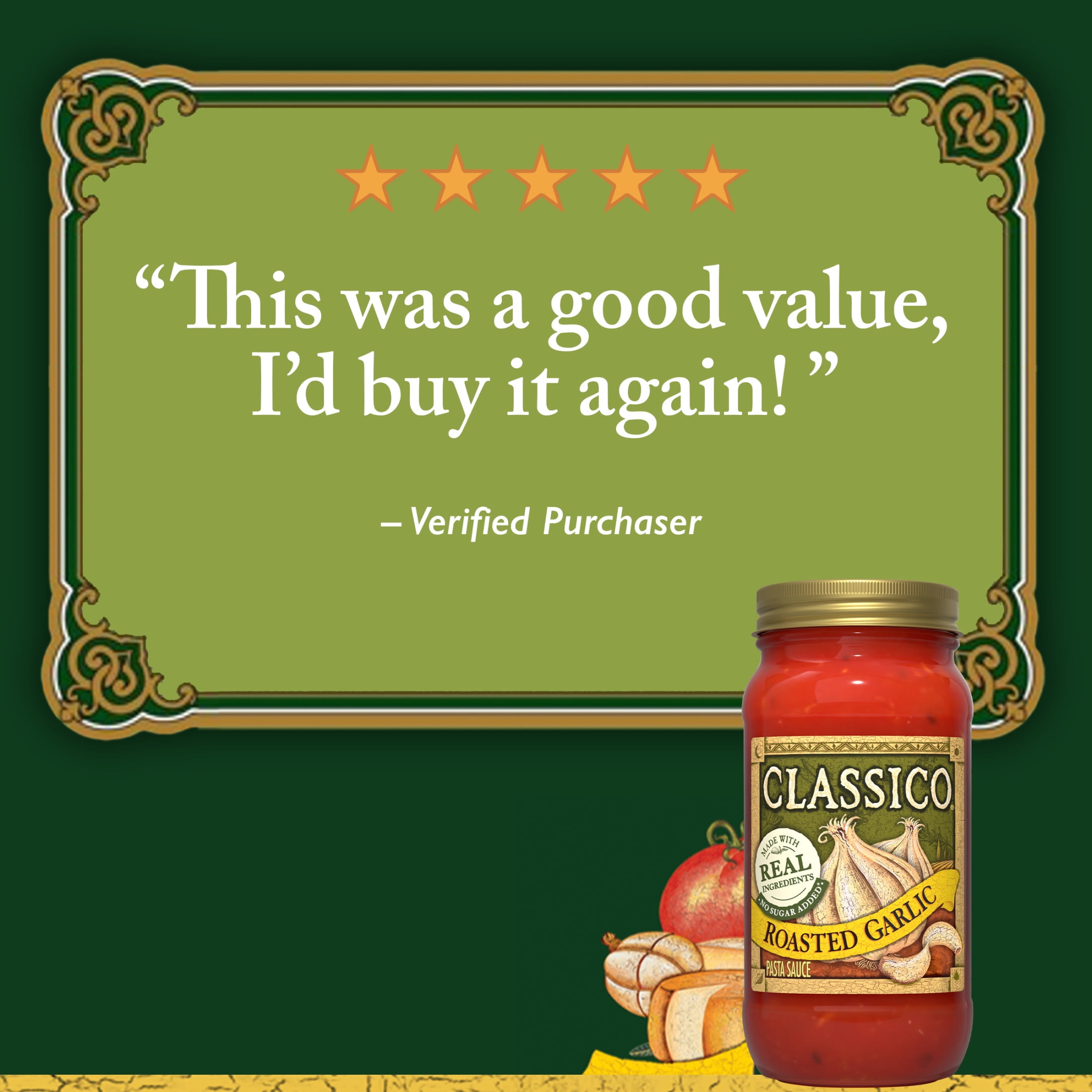 (12 pack) Classico Roasted Garlic Pasta Sauce, 24 oz Jar