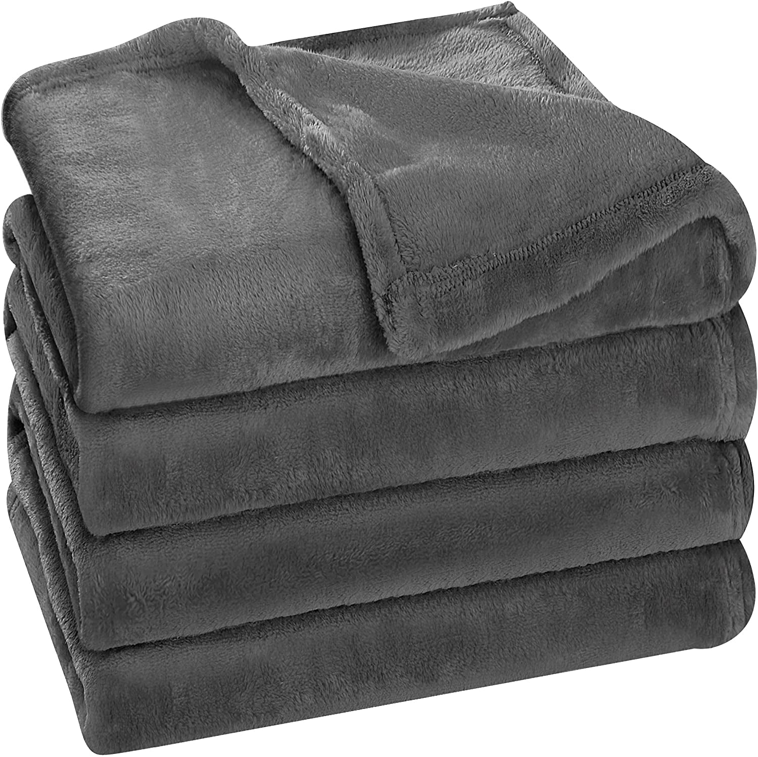 Bedding Fleece Blanket Queen Size Grey 300GSM Luxury Bed Blanket Fuzzy