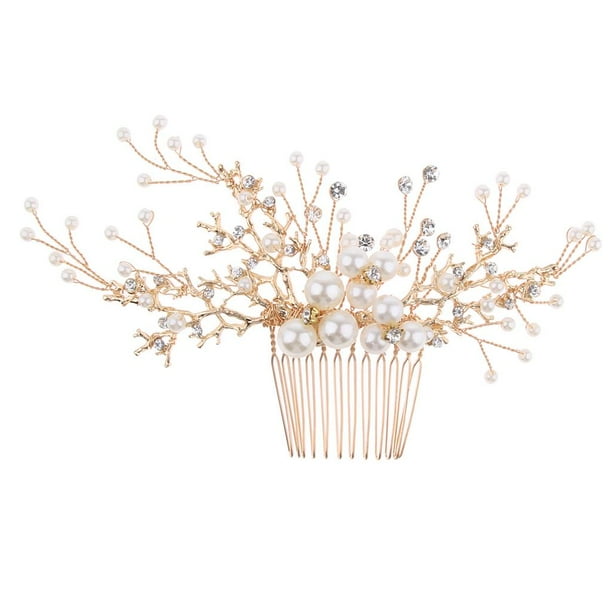 Diadema nupcial de boda con diamantes de imitación, cristales y perlas, accesorio para el cabello D re