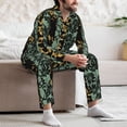 thumbnail image 7 of Yiaed Lilies Flowers Print Men’s Pajamas Set - Long Sleeve Button Down Sleep Shirt and Pajama Bottoms Sleepwear Set Mens Pjs Sets Men's Pajama Bottoms-Medium, 7 of 7