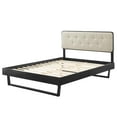 thumbnail image 3 of Platform Bed Frame, Full Size, Wood, Black Beige, Modern Contemporary Urban Design, Bedroom Master Guest Suite, 3 of 10
