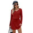 thumbnail image 4 of Qaspx Fall Dresses for Women V Neck Long Sleeve T Shirts Dress Casual A-line Sundresses, 4 of 5