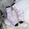 thumbnail image 5 of Vsdgher Lavender Glitter Foil Stripes Crew Socks for Men & Women, Breathable Casual Athletic Ankle Socks, 5 of 6