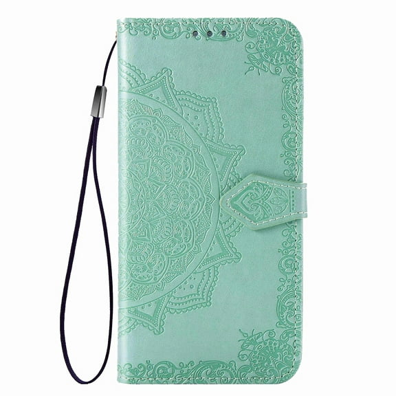 Allytech Samsung Galaxy S20 FE 5G Wallet Phone Case, Mandala Embossing PU Leather Flip Phone Case ID Card Slots and Stand Magnetic Closure Shockproof Cover for Samsung Galaxy S20 FE, Green
