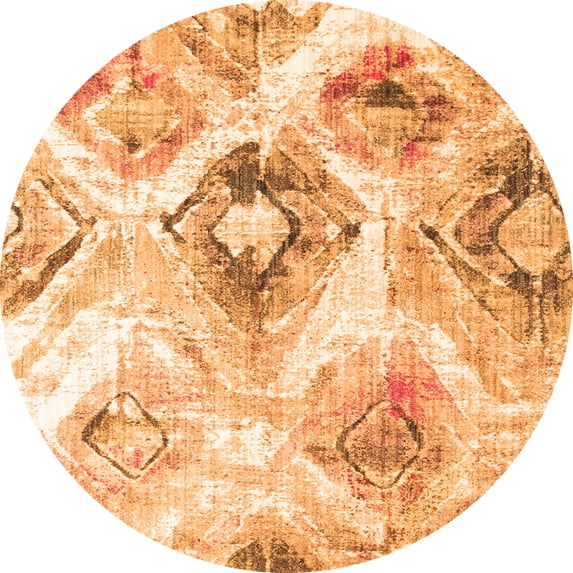 Ahgly Company Indoor Round Abstract Orange Contemporary Area Rugs, 8' Round