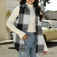 thumbnail image 7 of Girls Plaid Vest Flannel Sleeveless Shacket Shirt Jacket with Pockets Fall Button Front Casual Fashion Jackets Black, 10-11 Years, 7 of 7