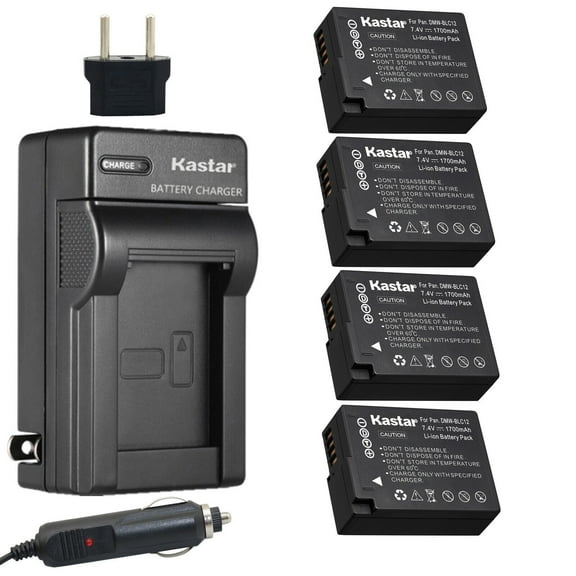 Kastar Battery (4-Pack) and Charger Kit Replacement for Panasonic DMW-BLC12, DMW-BLC12E, DMW-BLC12PP and DE-A79 work with Panasonic Lumix DMC-FZ200, DMC-FZ1000, DMC-G5, DMC-G6, DMC-GH2 Cameras