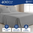 thumbnail image 2 of 100% Egyptian Cotton Queen Sheets - 400 Thread Count Sateen Weave, Cooling, Hotel Luxury Sheets Set with 15" Deep Pockets, Breathable Cotton Sheets for Queen Size Bed 4 Piece - Light Grey, 2 of 7
