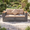 thumbnail image 2 of Costway 2 PCS Patio Corner Sofa Set with Thick Cushions Wide Acacia Wood Armrests for Garden Beige, 2 of 10
