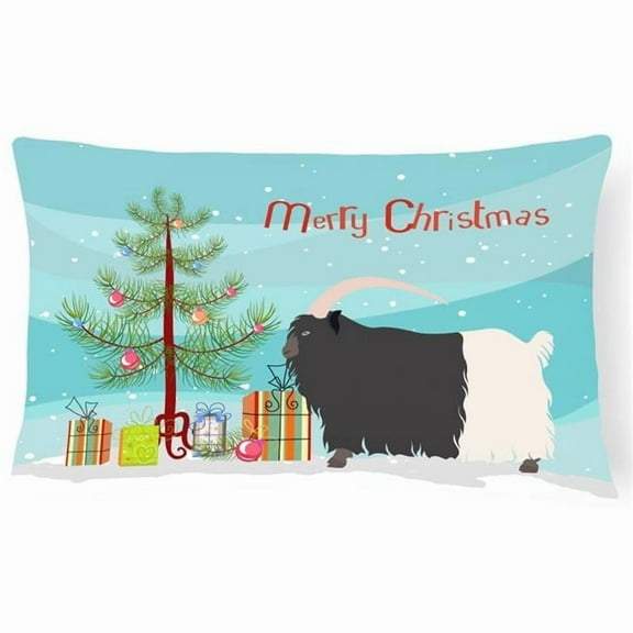Carolines Treasures BB9254PW1216 Welsh Black-Necked Goat Christmas Canvas Fabric Decorative Pillow, Teal, 12H x16W,