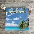 thumbnail image 3 of Ambesonne Tropical Quilted Bedspread Set 3 Pcs, Barbados Beach Ocean, Queen Size, Multicolor, 3 of 3