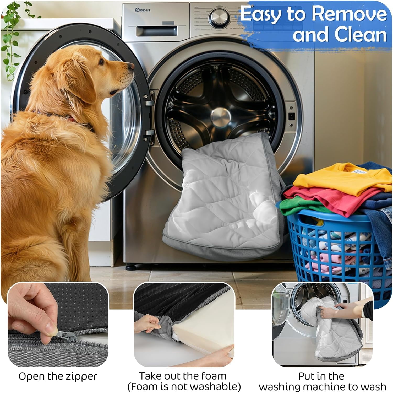 Tivray Cooling Dog Bed, 44" x 32" Orthopedic Dog Beds Large Sized, Waterproof Self-Cooling Pet Mat for Summer with Removable Washable Cover, Gray
