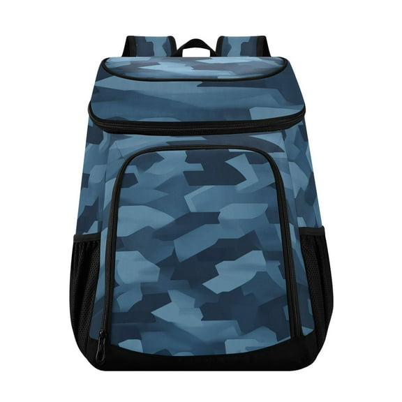 36 Can Capacity Insulated Backpack Cooler Lunch Bag for Picnics, Camping Blue Camouflage