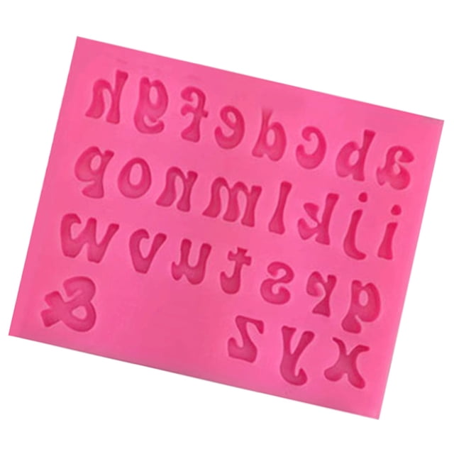 Bearachild Moldes de Fondant A-Z letras en inglés molde en relieve hecho a mano artesanía caramelo fundición morir celebración postre pudín Cocina y Comedor Minúsculas/Rosa Bearachild HA062186-03B