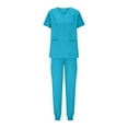 thumbnail image 3 of Aofany Scrub Sets for Women Womens 2 Piece Scrub Outfits Casual Short Sleeve Scrub Tops and Long Pants Sets Nurse's Uniform Lounge Set Working Sets with Pocket, 3 of 8