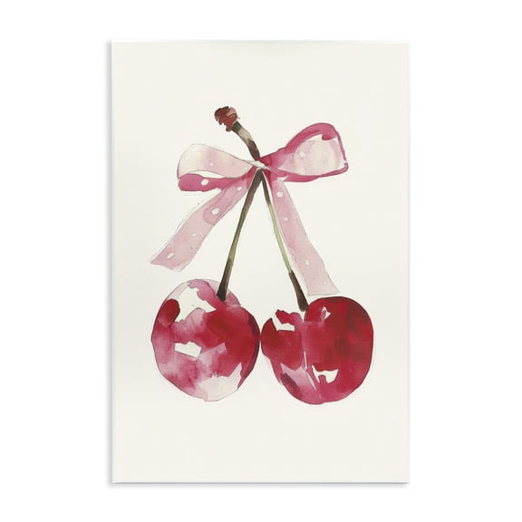Stupell Industries Mod Cherries Tied in Bow Food & Beverage Painting Unframed Art Print Wall Art, 10 x 15