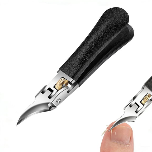 Heavy-Duty Ingrown Toenail Clipper, Curved Stainless Steel Precision Cutter with Non-Slip Black Handle, for Thick Nails, Seniors, Men & Daily Nail Care