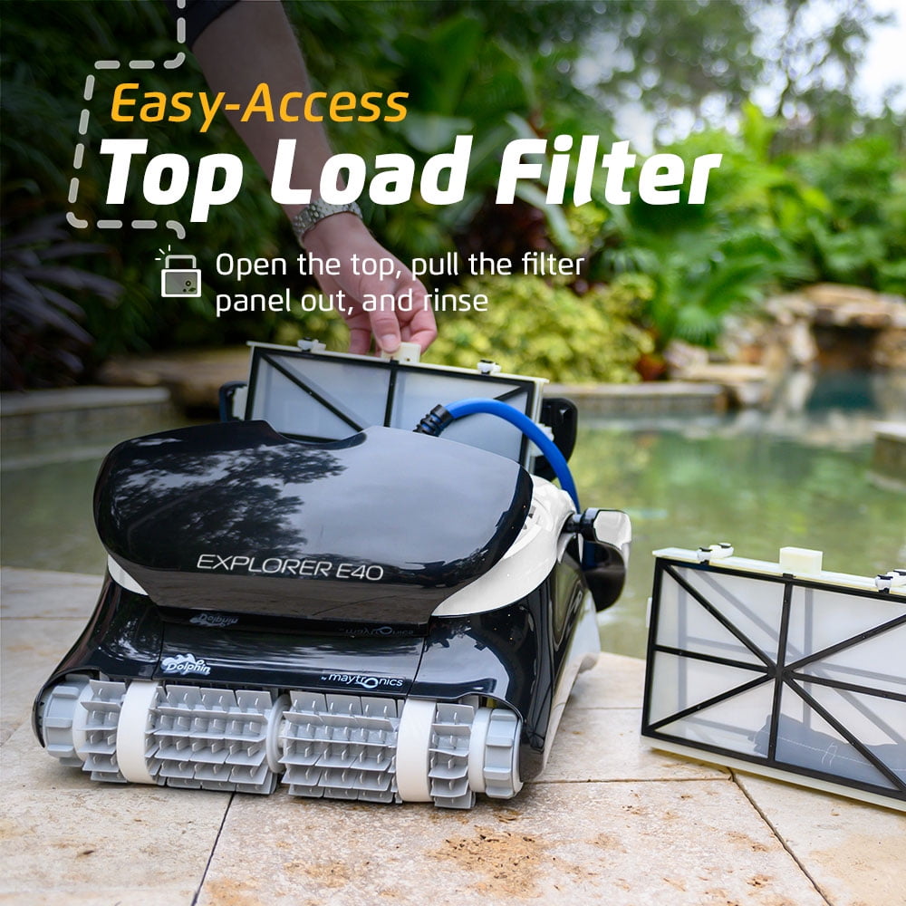 Dolphin (2026 Model) Explorer E40 Wi-Fi Robotic Pool Vacuum Cleaner Pools up to 50 FT - Waterline Scrubber Brush