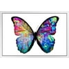 Beautiful Mosaic Multicolored Butterfly Artistic Monarch Insect Stained Glass Insect Art White Wood Framed Poster 14x20