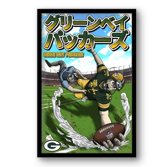 Green Bay Packers 14" x 20" Framed Anime Art Print