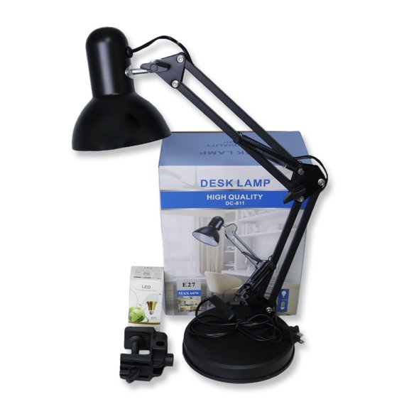 Lampara de escritorio con brazo giratorio de 360° con soporte y abrazadera ajustable