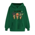 thumbnail image 4 of Taqqpue Women's Hoodies Sweatshirts Cute Casual Halloween Ghost Printed Drawstring Long Sleeve Tops Loose Fleece Pumpkin Face Hooded Pullover Shirts with Pocket for Halloween, 4 of 5