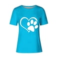 thumbnail image 4 of Lilgiuy National Pet Day Dog Paw Love Print Women T Shirts Casual Solid Color Short Sleeve Summer Mama Tee Tops Soft Loose Basic T-Shirts for Womens Graphic Blouse(Sky Blue,M), 4 of 4